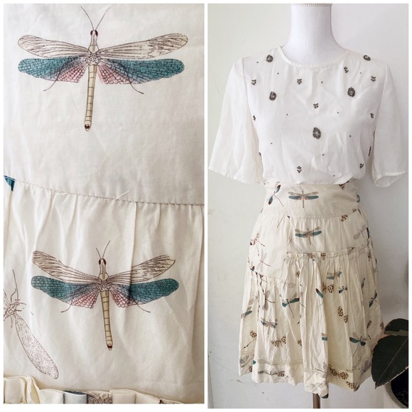 Anthropologie Dresses & Skirts - Leifsdottir Dragonfly Insect Pleat Peasant Skirt